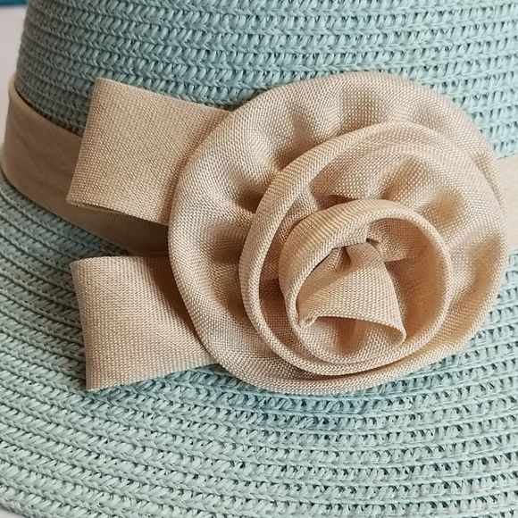 Straw Summer Hat With Flower Women's Light Green - Picture 5 of 6